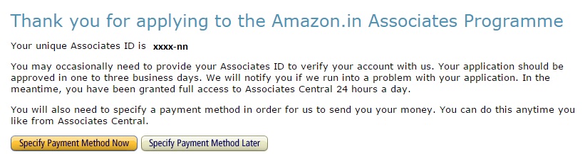 Amazon Affiliate - Payment Method