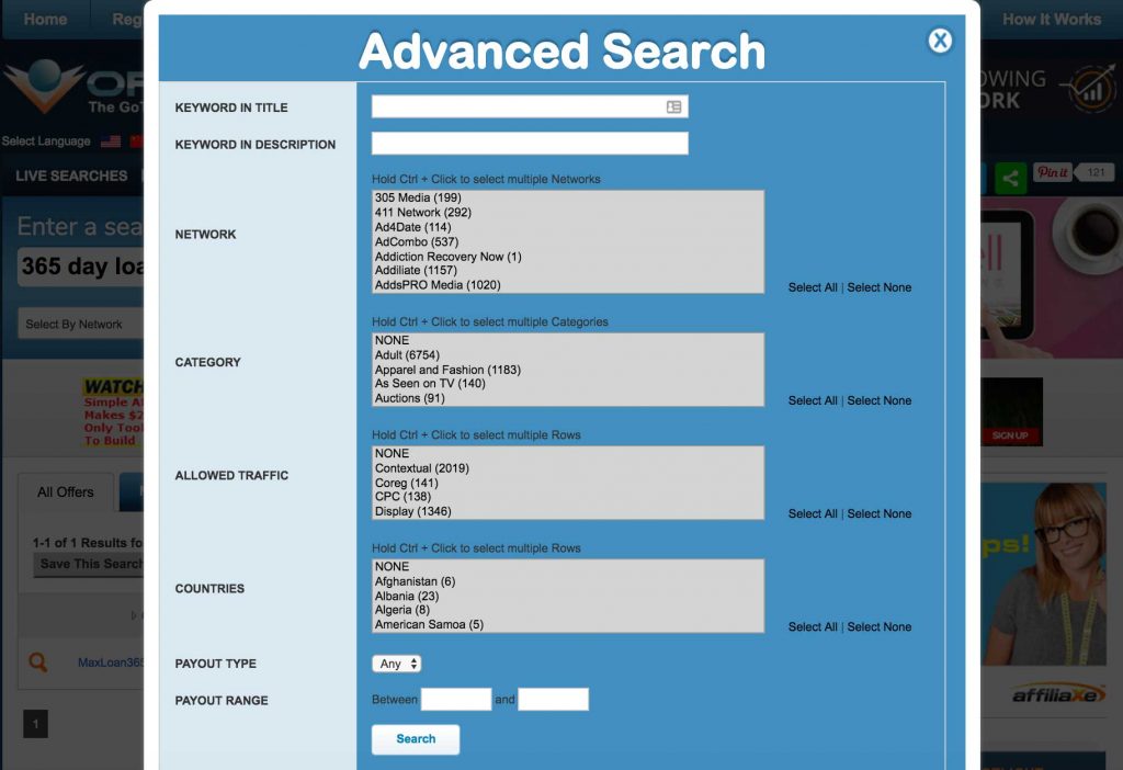offervault advanced search