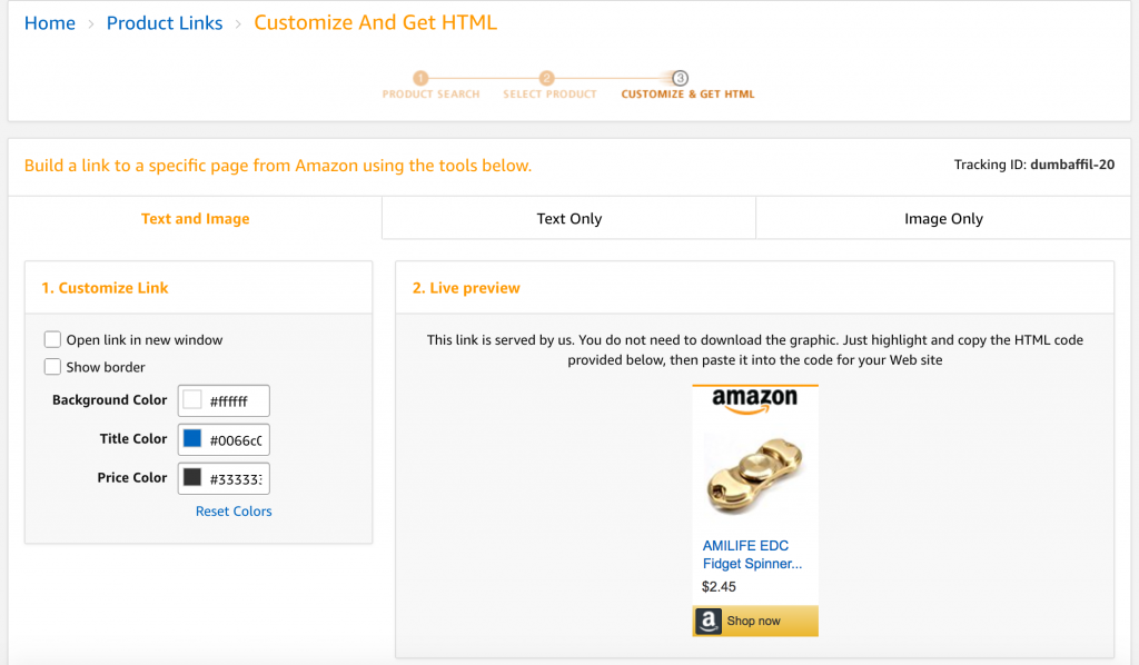 Get links amazon affiliate product