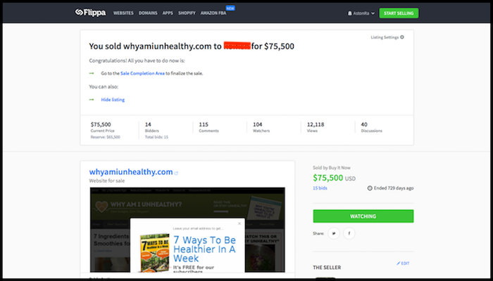 WhyAmIUnhealthy Website Auction Example Websites Make Money
