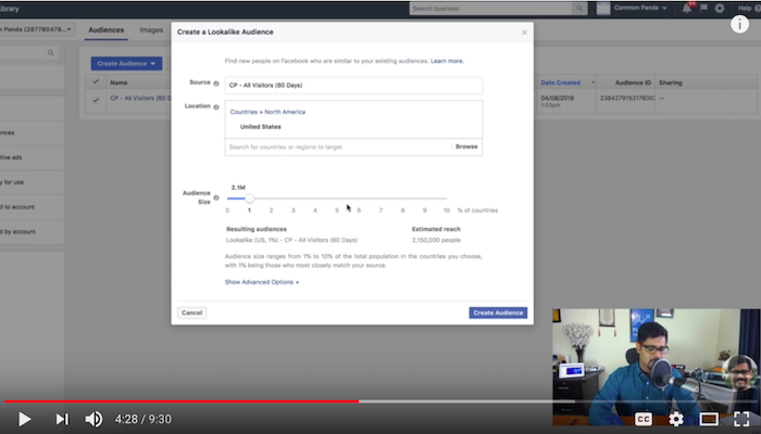 Creating a Lookalike Audience within Facebook Ads Manager
